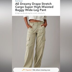 AE Dreamy Drape Stretch Cargo Super High-Waisted Baggy Wide-Leg Pant